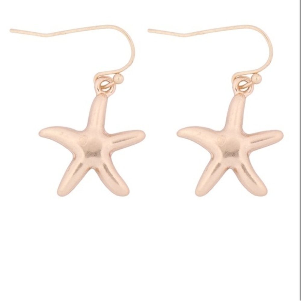 Gold Tone Hook Dangle Star Earrings